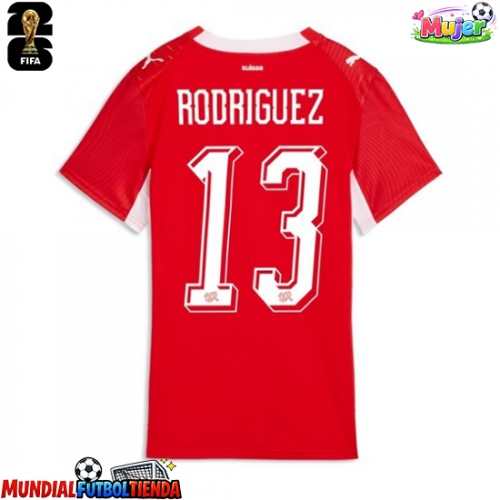Camiseta Suiza Ricardo Rodriguez #13 Primera Equipación Replica Mundial 2026 para mujer mangas cortas